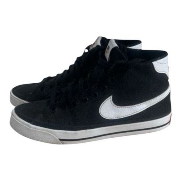 Women’s Nike Court Legacy Canvas Sneakers Size 7 Mid Black White Lace Up Shoes